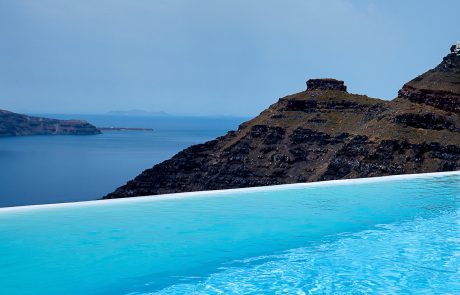 The view of the Aegean Sea taken from the overflow pool of Dana Villas & Infinity Suites