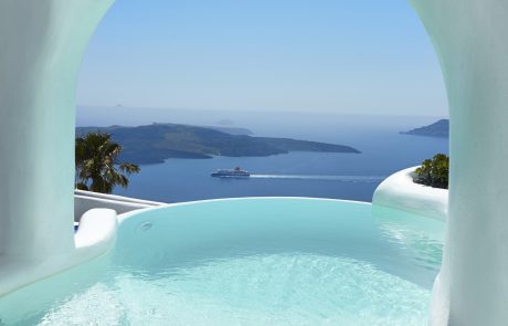 The seaview from Dana Villas & Infinity Suites outdoor cave pool