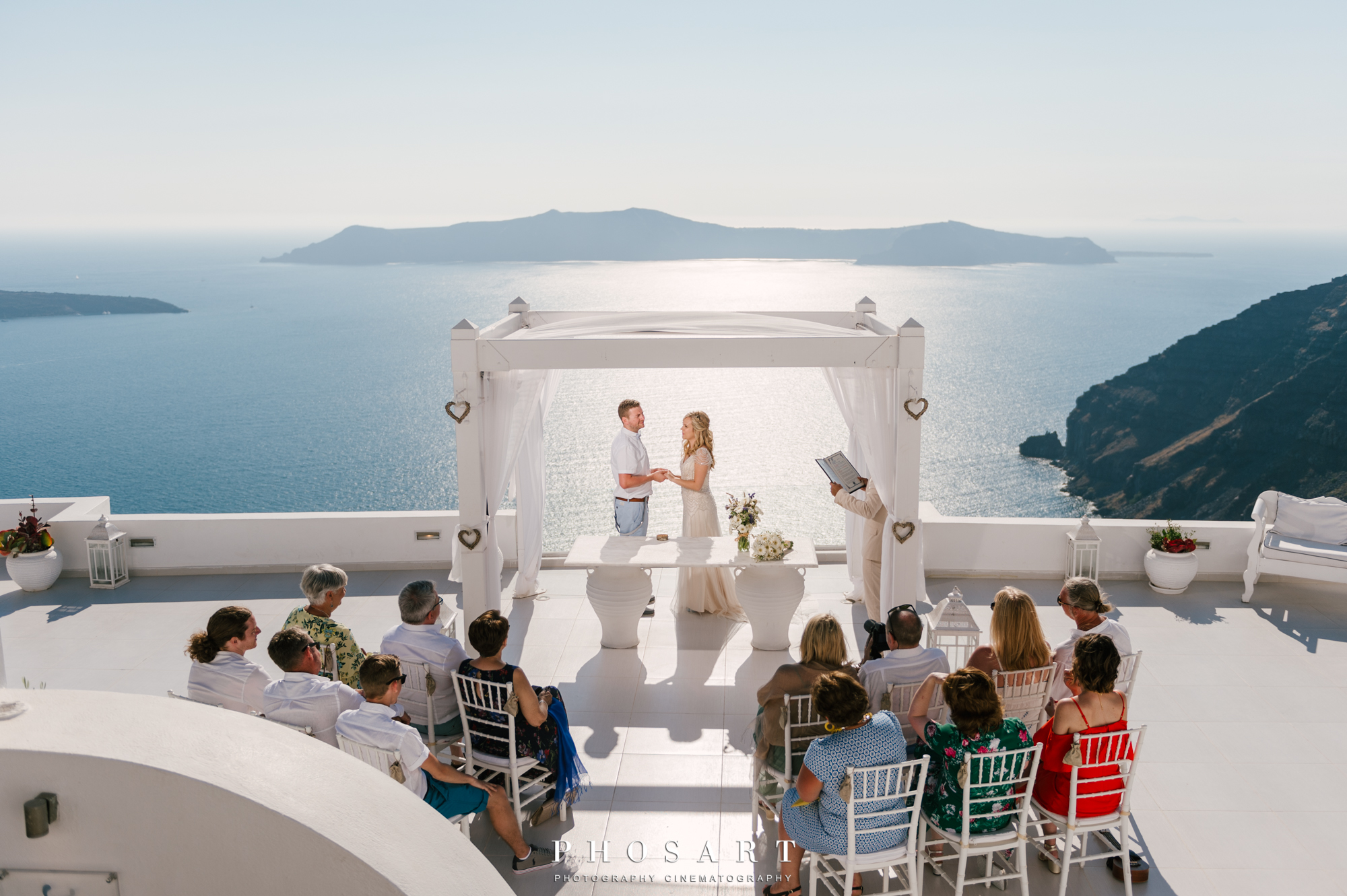 Wedding on the specially designed terrace of Dana Villas overlooking the Aegean Sea and the caldera