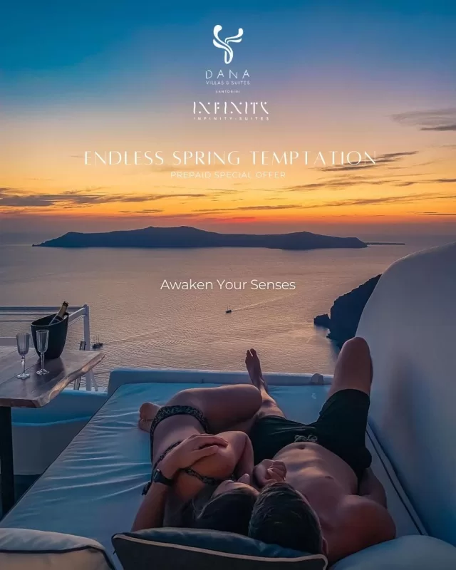 Golden sunsets, private infinity suite, and the one you desire most right beside you. This is your moment! 🌅

Let the world fade away as you sink into pure bliss—just the two of you, the Aegean stretching endlessly before you. 

The whisper of the sea, and the kind of luxury that makes time stand still… 🌊✨

Indulge in a Complimentary Couple’s Spa Treatment, a handpicked bouquet of flowers, and a selection of seasonal fruits, all waiting for you in your private sanctuary. 🍇💆‍♀️💆‍♂️

Tempted? 🔥
Secure our exclusive prepaid offer NOW and let romance take over. ⭐

#danavillas #infinitysuites #santorini #firostefani #calderaview #infinityview #danavillasinfinitysuites #exclusiveoffer #summer2025 #hotel2025 #booknow #luxurystay #luxuryhotel #luxuryexperience #fivestarshotel #santorinihotel #couple #couplegoals #couplevacation #anniversary #proposal #honeymoon #hotelinsantorini #prepaidoffer