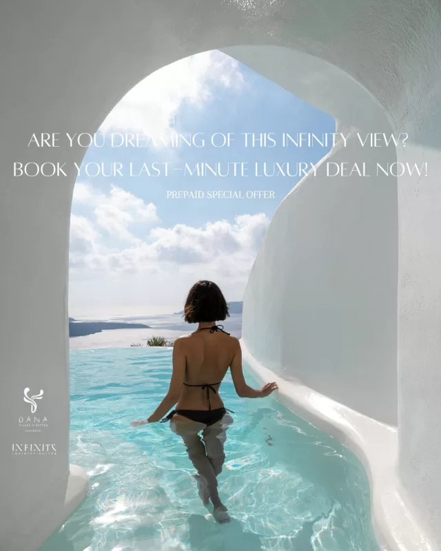 ✨ Last-Minute Luxury Escape to Santorini ✨

Dreaming of a breathtaking getaway to Santorini? This is your chance! Book your stay at Dana Villas & Infinity Suites now and take advantage of our exclusive last-minute offer for a limited time.

📅 Availability is limited! Don’t miss the opportunity to experience Santorini’s magic at a special rate.

🔗 Book now and indulge in pure luxury!

#danavillas #danavillassantorini #danavillasinfinitysuites #santorini #santorinigreece #summer #summervibes #luxurytravel #luxury #greece #pool #paradise #dreamvacation #InfinitySuites #VacationGoals #TravelInspiration #BeautifulDestinations #Relaxation #TravelVlog #LuxuryGetaway #DestinationParadise #IncredibleViews #SereneEscapes  #luxuryaccommodation #Lastminutedeal #prepaiddeal
